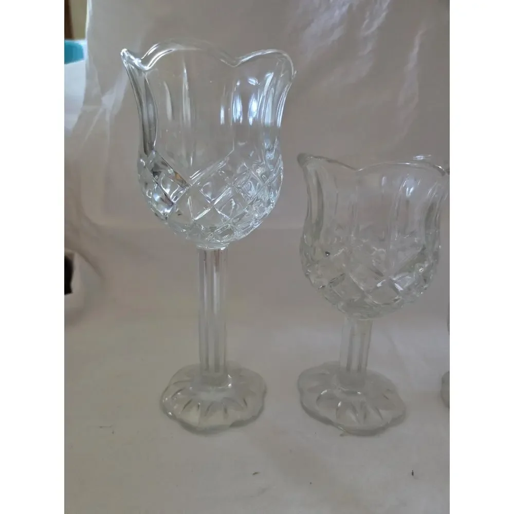 Votive Holder 3 Piece Set By Homco Clear Glass